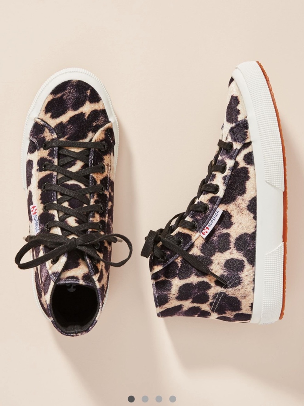 Superga Leopard Print Velvet High-Top Sneakers in Black and Cream
